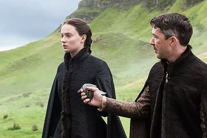 Sansa Stark (Sophie Turner with Petyr Baelish) on Game of Thrones Season 4