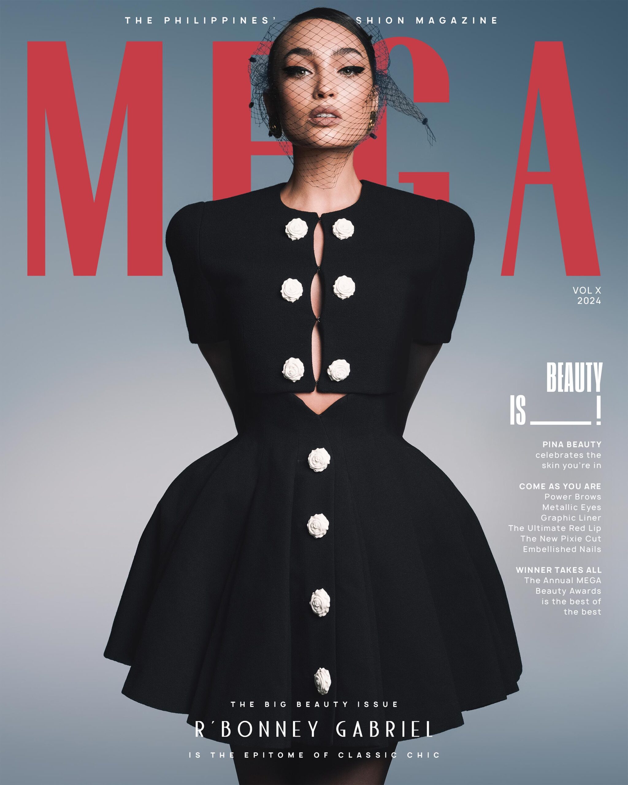 R'Bonney wears Balmain on the second cover of MEGA's October 2024 issue