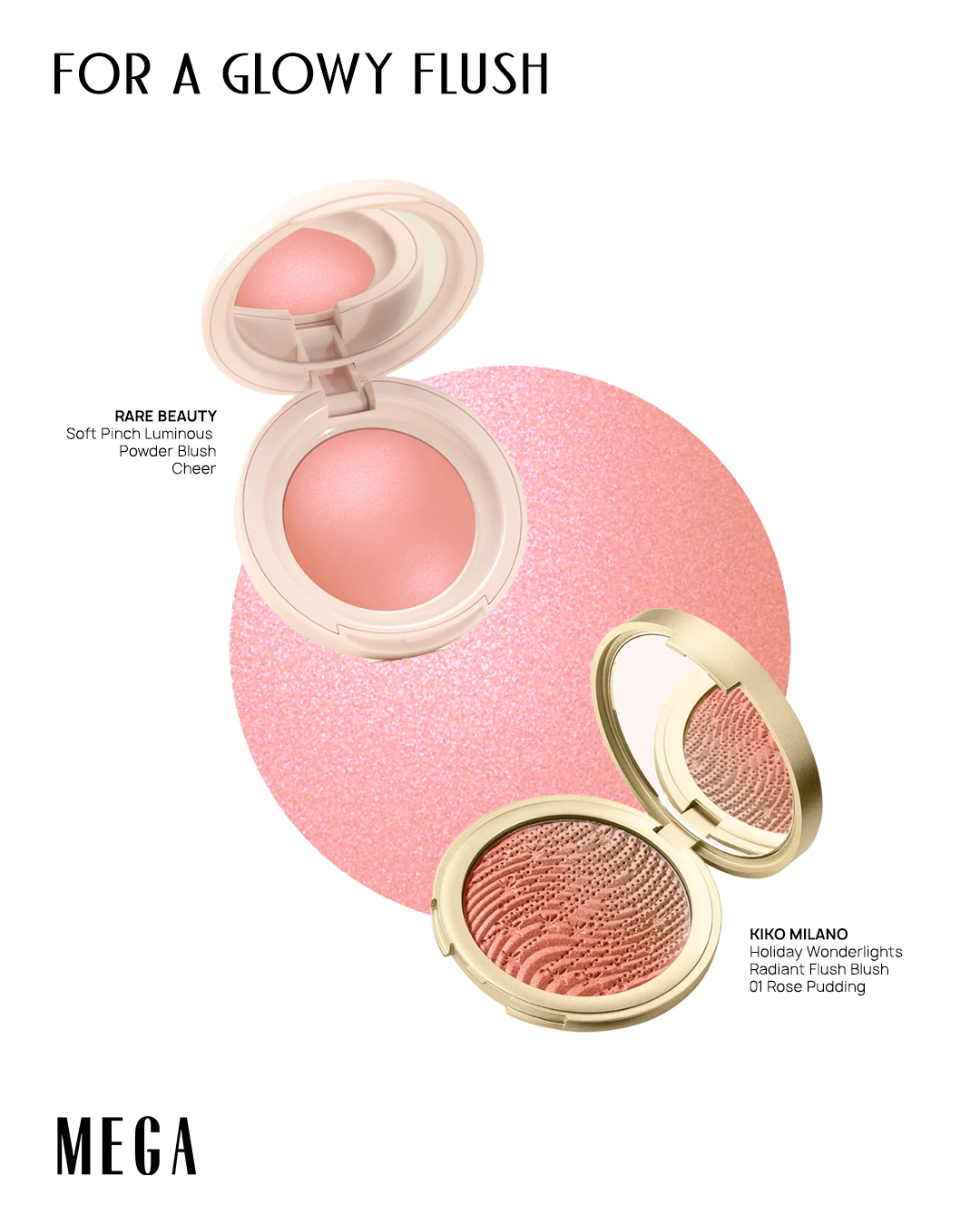 mega-glowy-holiday-makeup-glowy-flush - MEGA Products for the Perfect Rosy Glow holiday makeup KIKO Milano Holiday Wonderlights Radiant Flush Blush Soft Pinch Luminous Powder Blush from Rare Beauty