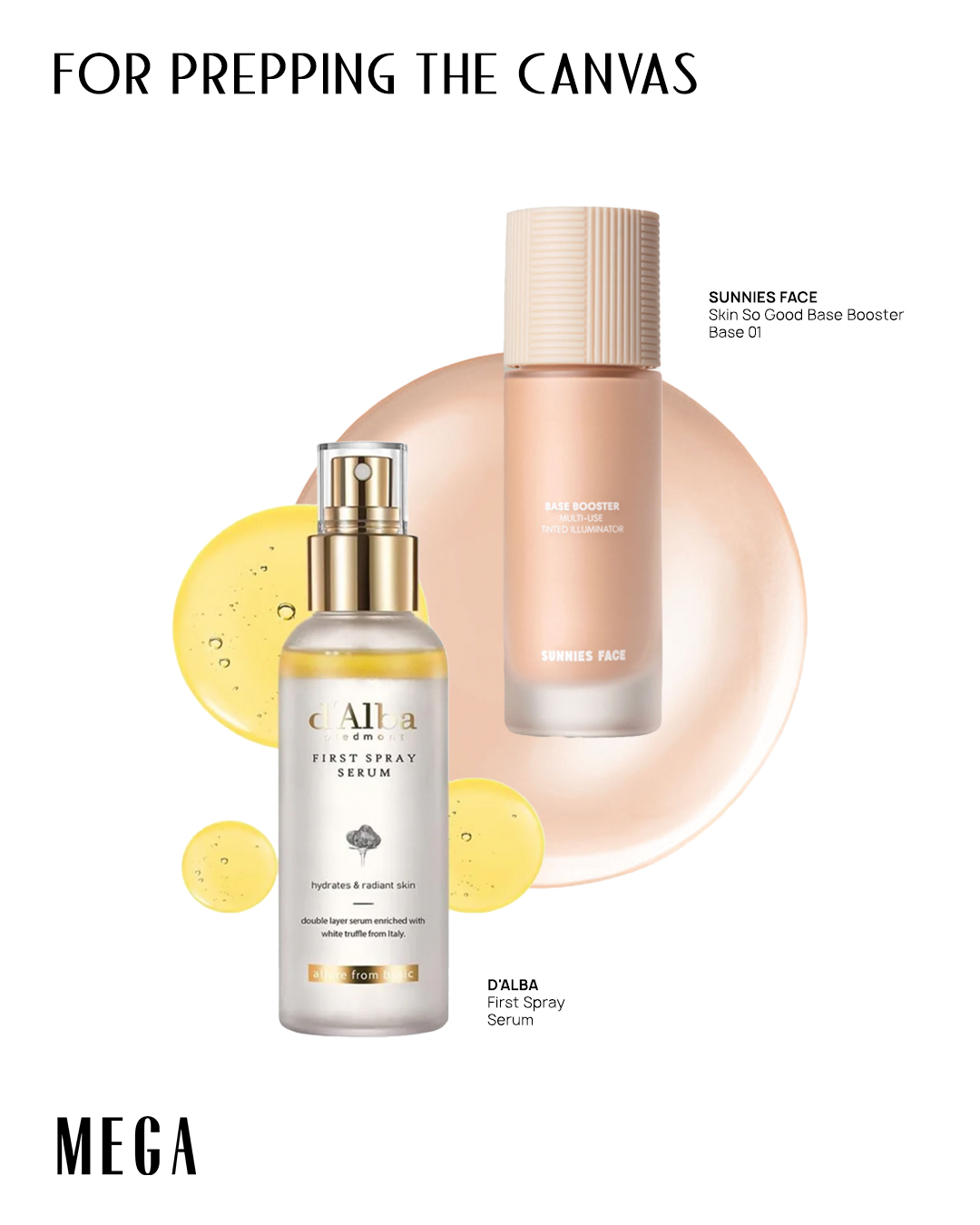 mega-glowy-holiday-makeup-prepping-the-canvas - MEGA holiday makeup d'alba first spray serum sunnies face base booster multi-use tinted illuminator Products for a Primed Base