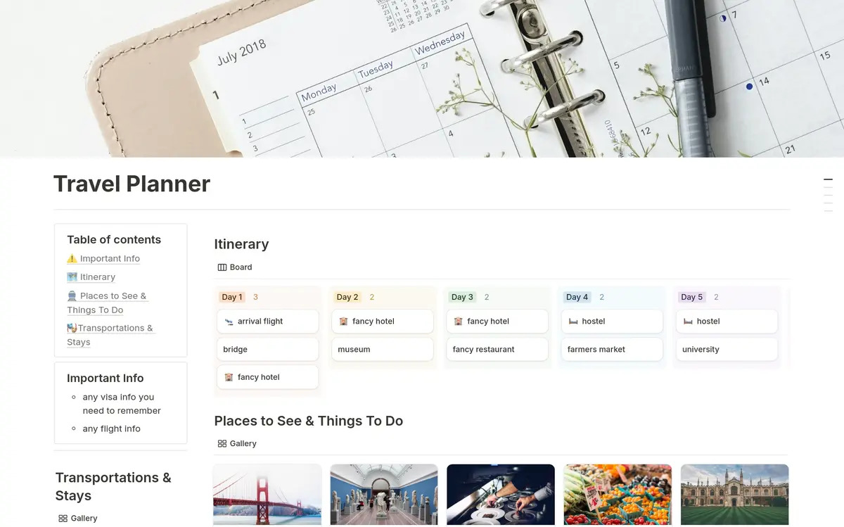 The organizational platform makes planning trips easier and smooth-sailing with their simple templates