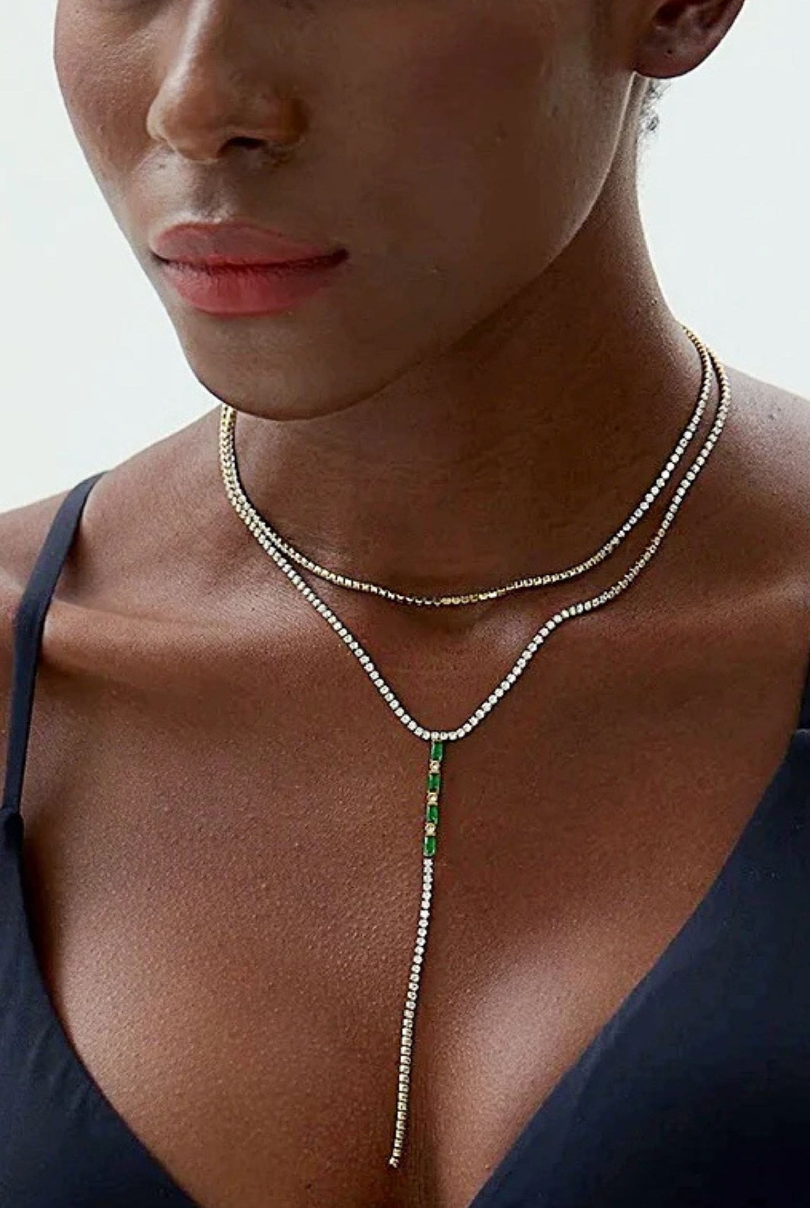 NON-TARNISH_05 - MEGA Mazee Amber Lariat Dia Necklace